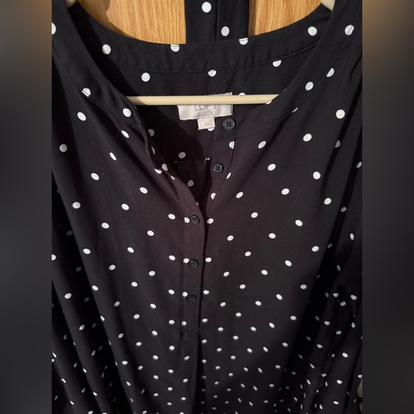 LOFT Black Dress with White Polka Dots - Picture 3 of 7